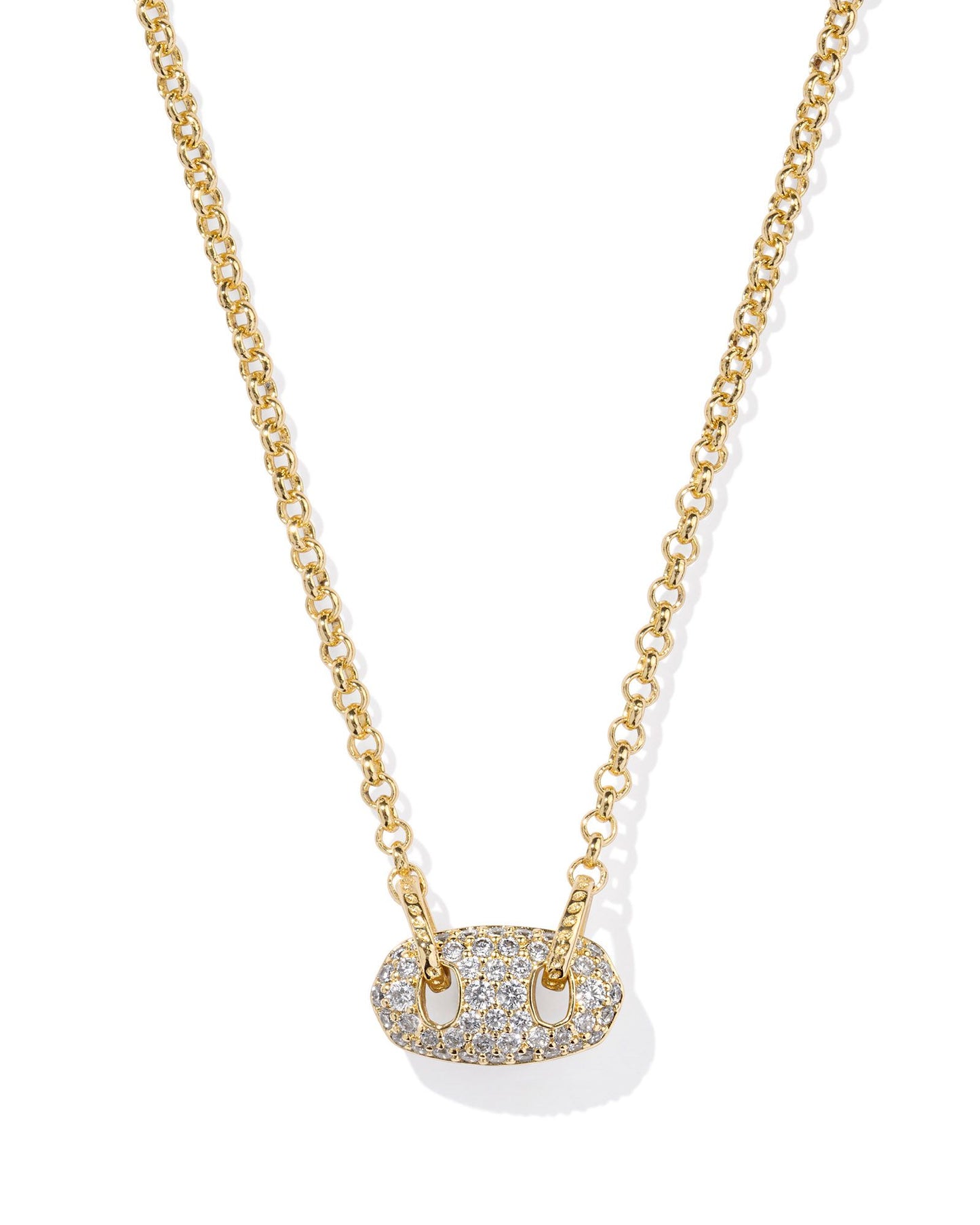 Bailey Gold Pave Short Pendant Necklace | White Crystal