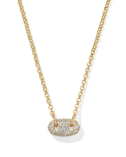 Bailey Gold Pave Short Pendant Necklace | White Crystal