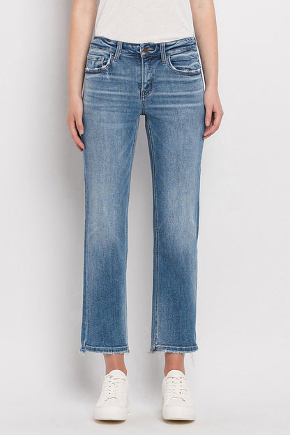 Mid Rise Crop Straight Jeans