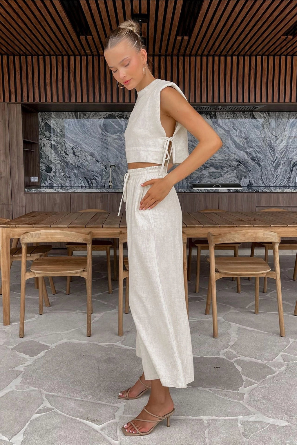 Linen Sleeveless Crop Top and Pants