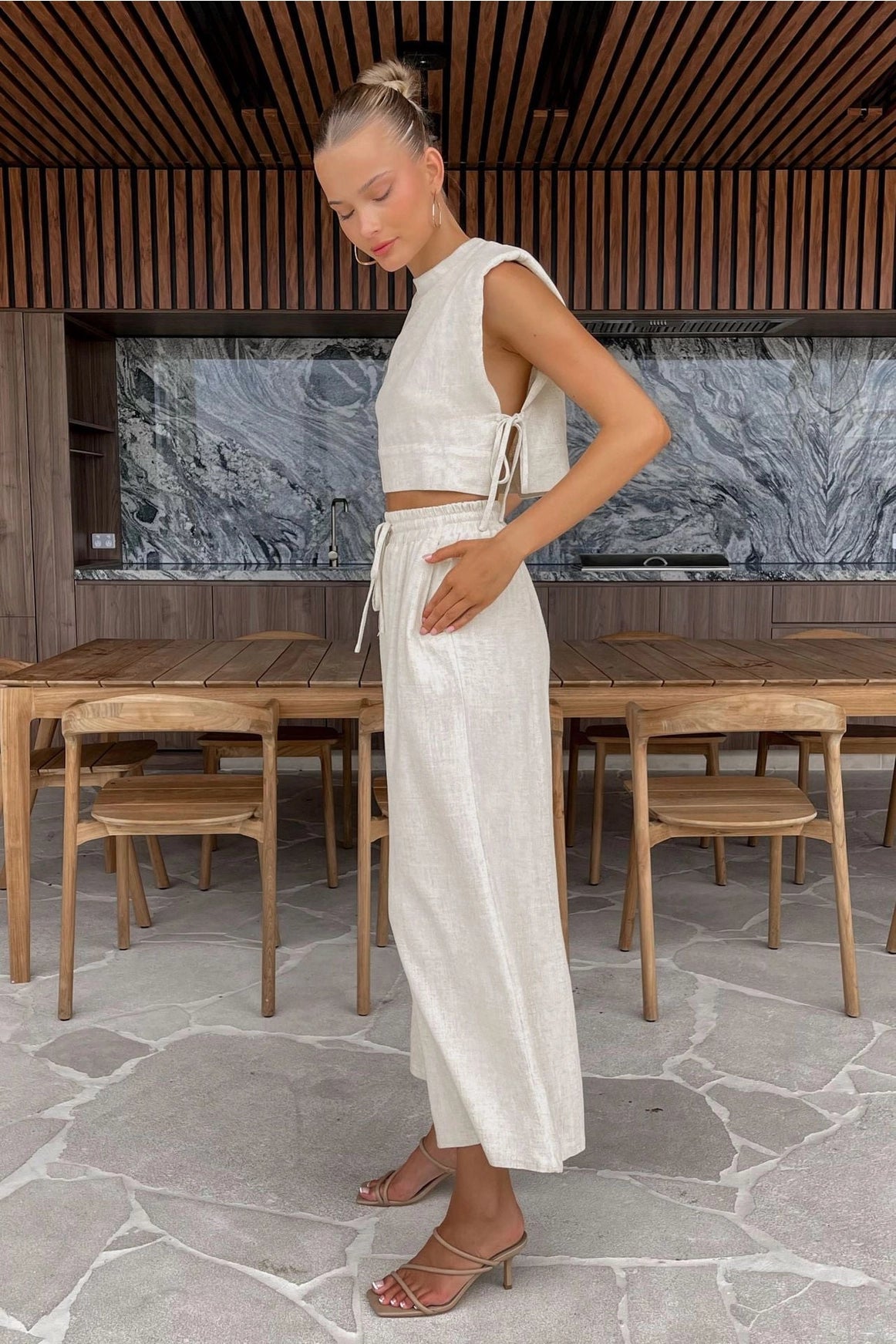 Linen Sleeveless Crop Top and Pants