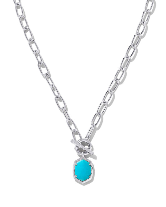 Daphne Link Chain Necklace | Silver & Variegated Turquoise Magnesite