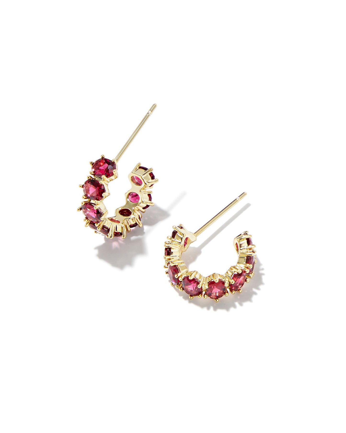Cailin Crystal Huggie Earrings | Gold & Burgundy Crystal