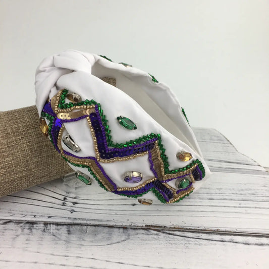 Mardi Gras Sequin Zig Zag Knot Headband