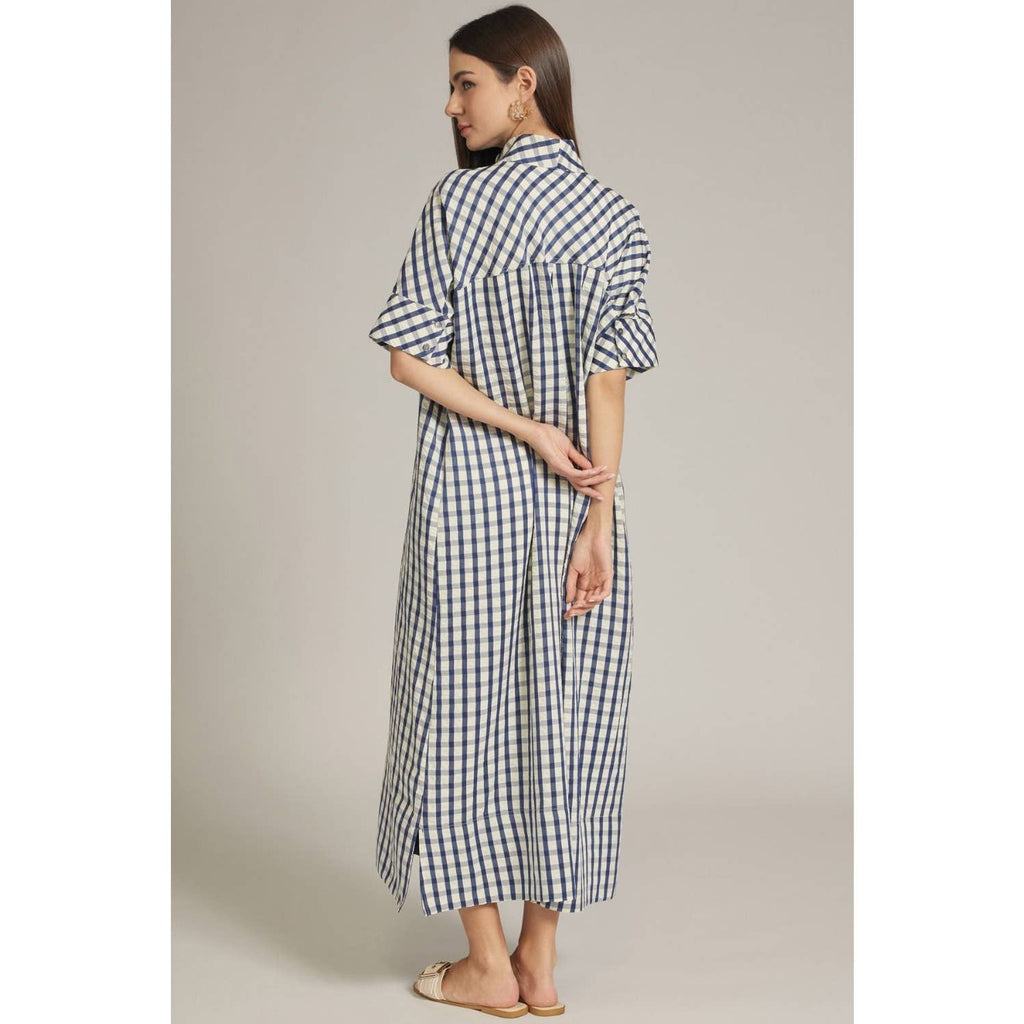 NEW Gingham short sleeve midi dress