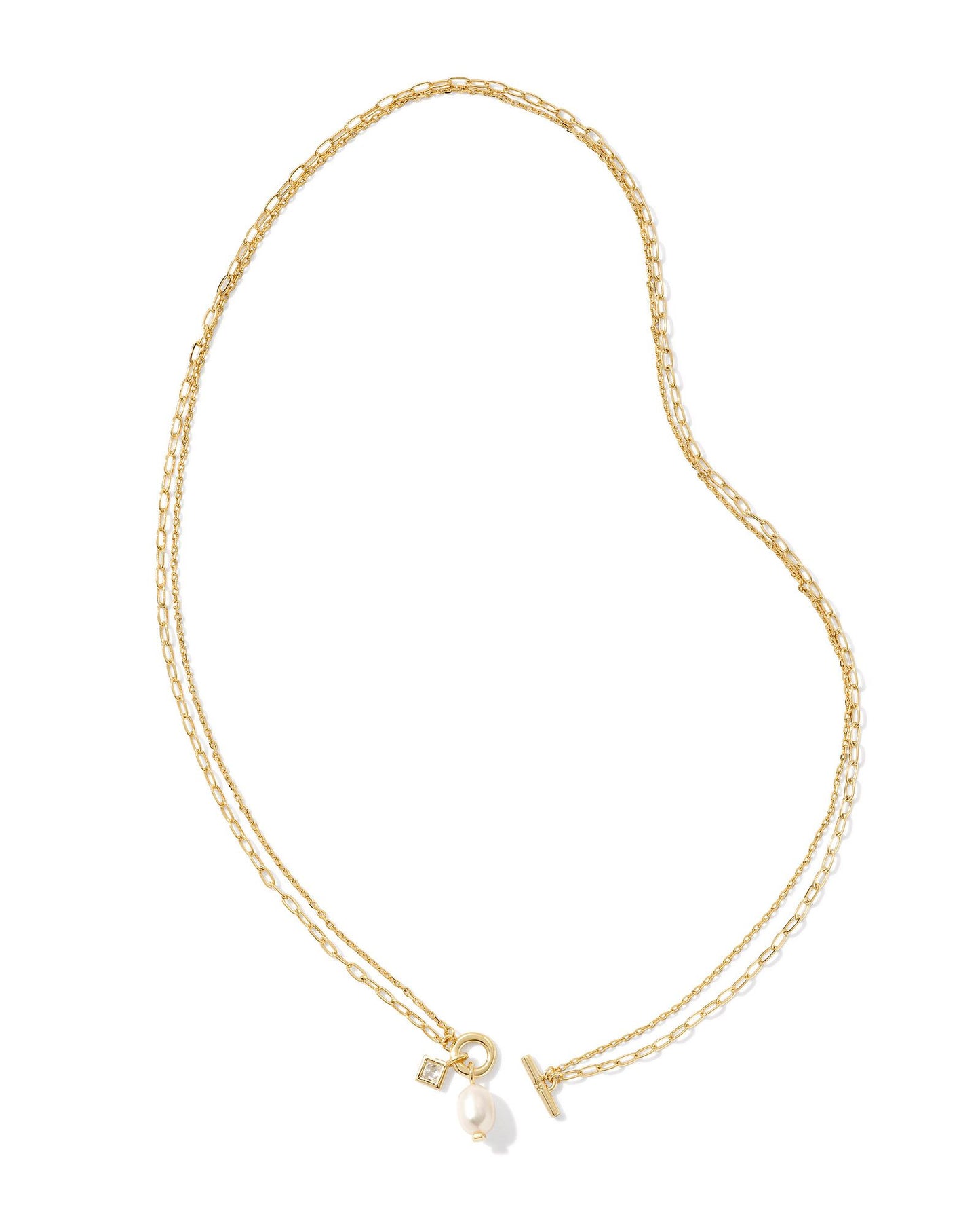 Eve Chain Multi Strand Necklace | Gold & White Pearl