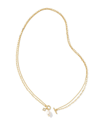 Eve Chain Multi Strand Necklace | Gold & White Pearl