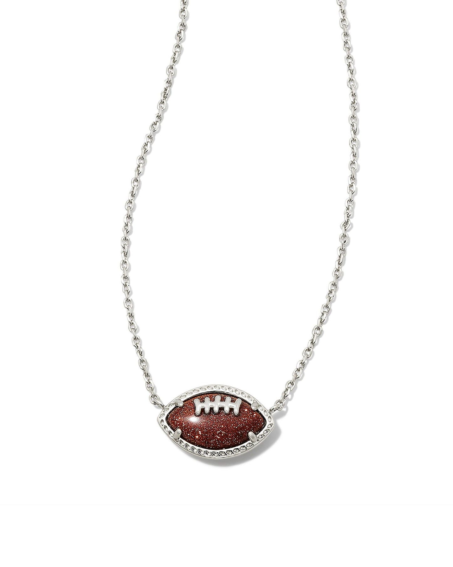 Football Silver Necklace | Orange Goldstone