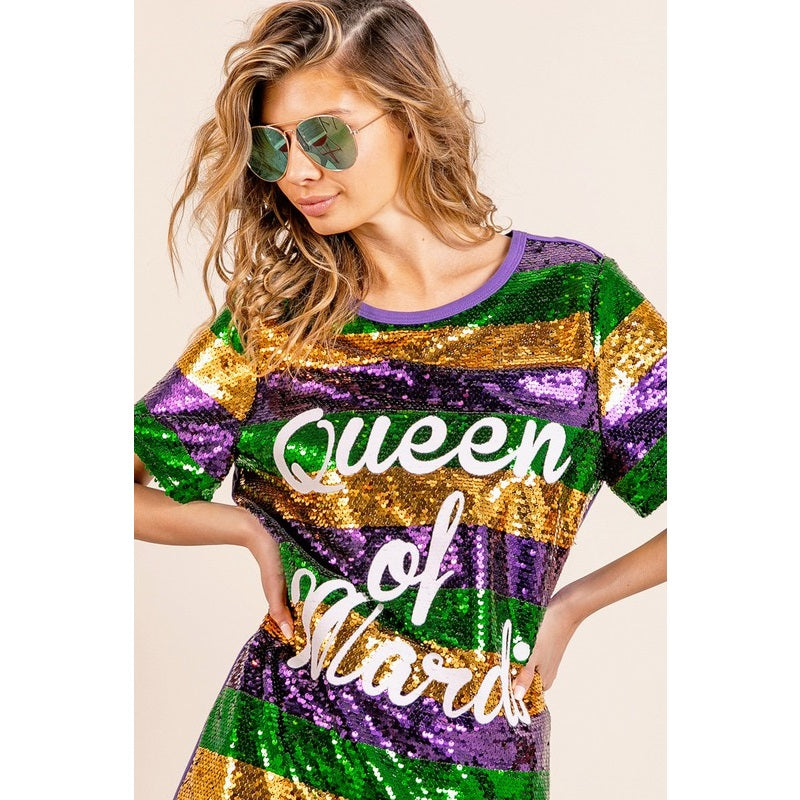 Queen of Mardi Sequin Dress