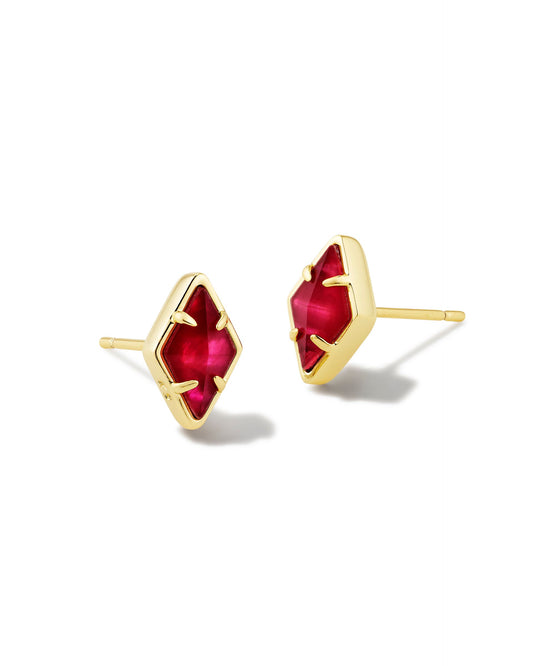 Kinsley Stud Earrings | Gold & Raspberry Illusion