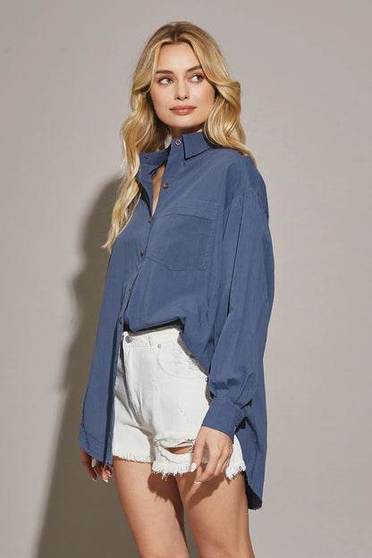 Cut Edge Oversized Shirt Top