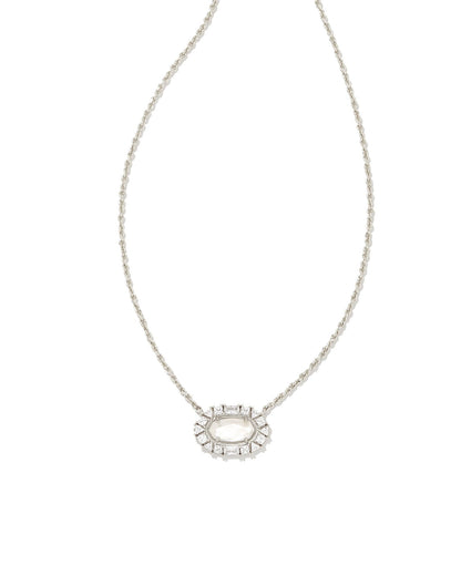 Elisa Crystal Framed Necklace | Silver Ivory Mother-of-Pearl