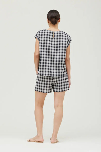 High Low Gingham Blouse