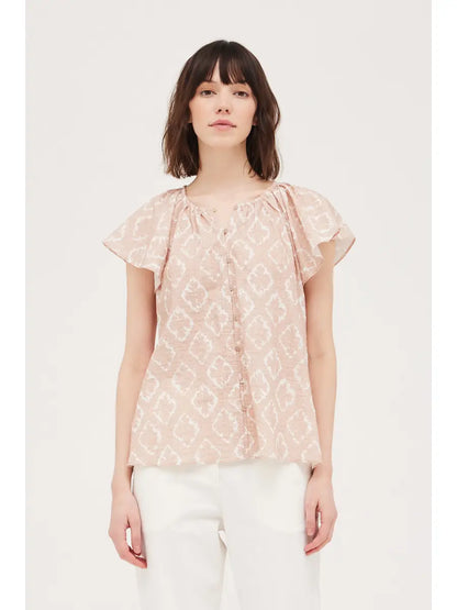 Pink Sand Button Down Blouse
