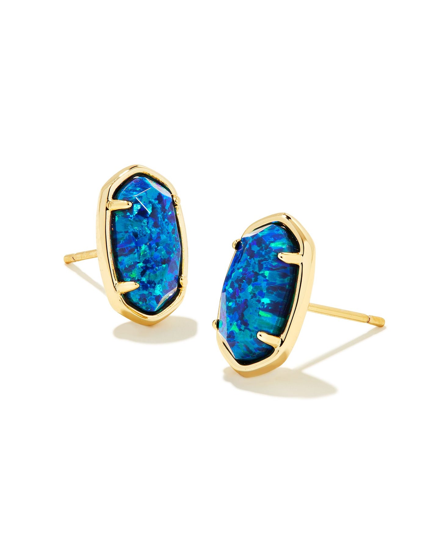 Grayson Stone Stud Earrings | Gold & Cobalt
