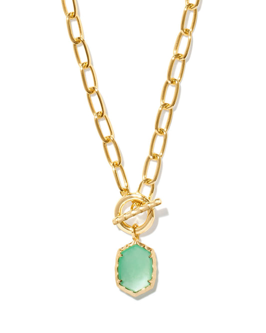 Daphne Link Chain Necklace | Gold & Light Green Mother-of-Pearl