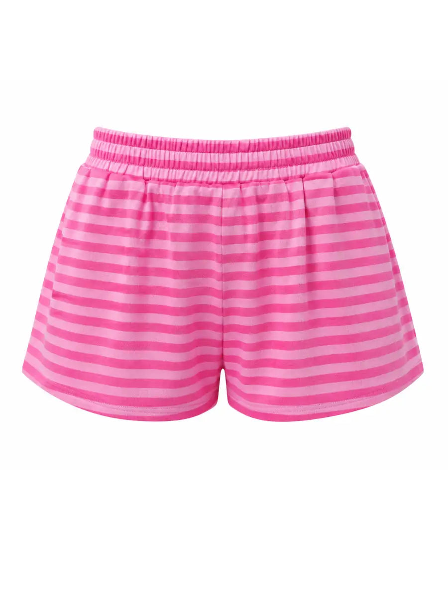 Hot Pink Striped Loungewear Shorts