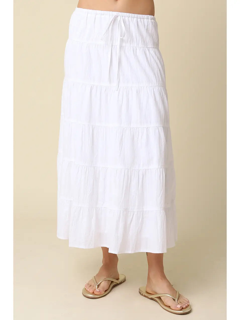 Diana Drawstring Tiered Maxi Skirt