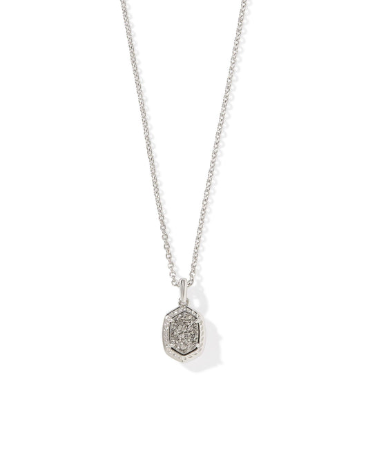 Daphne Silver Framed Short Pendant Necklace | Platinum Drusy