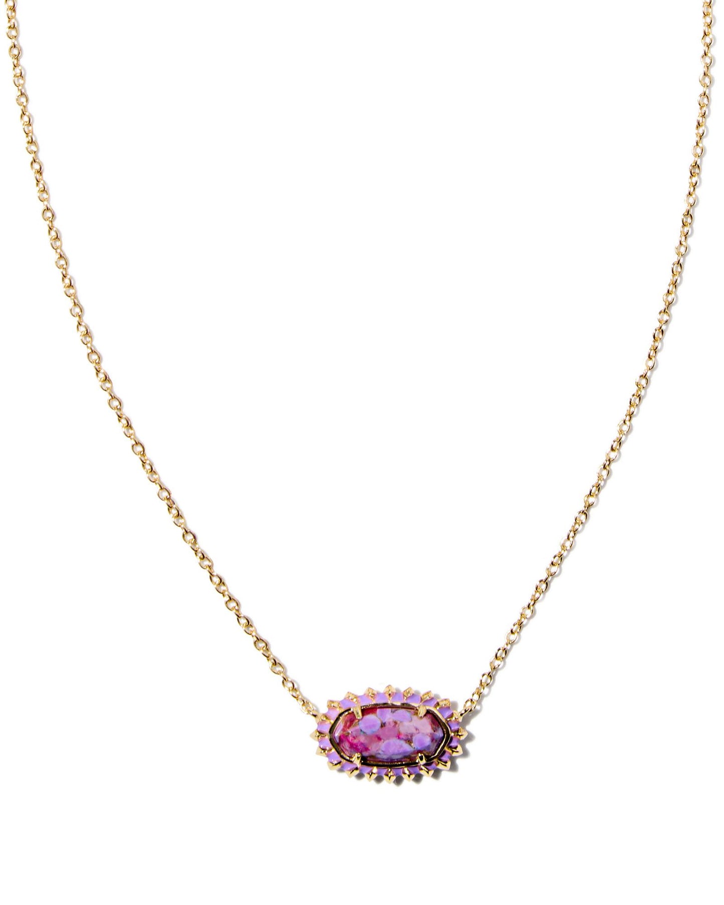 Elisa Color Burst Frame Necklace | Gold & Bronze Veined Violet Magnesite