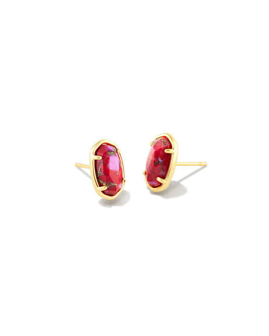 Grayson Stud Earrings | Bronze Veined Red Fuchsia
