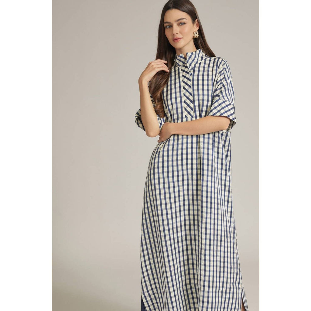 NEW Gingham short sleeve midi dress