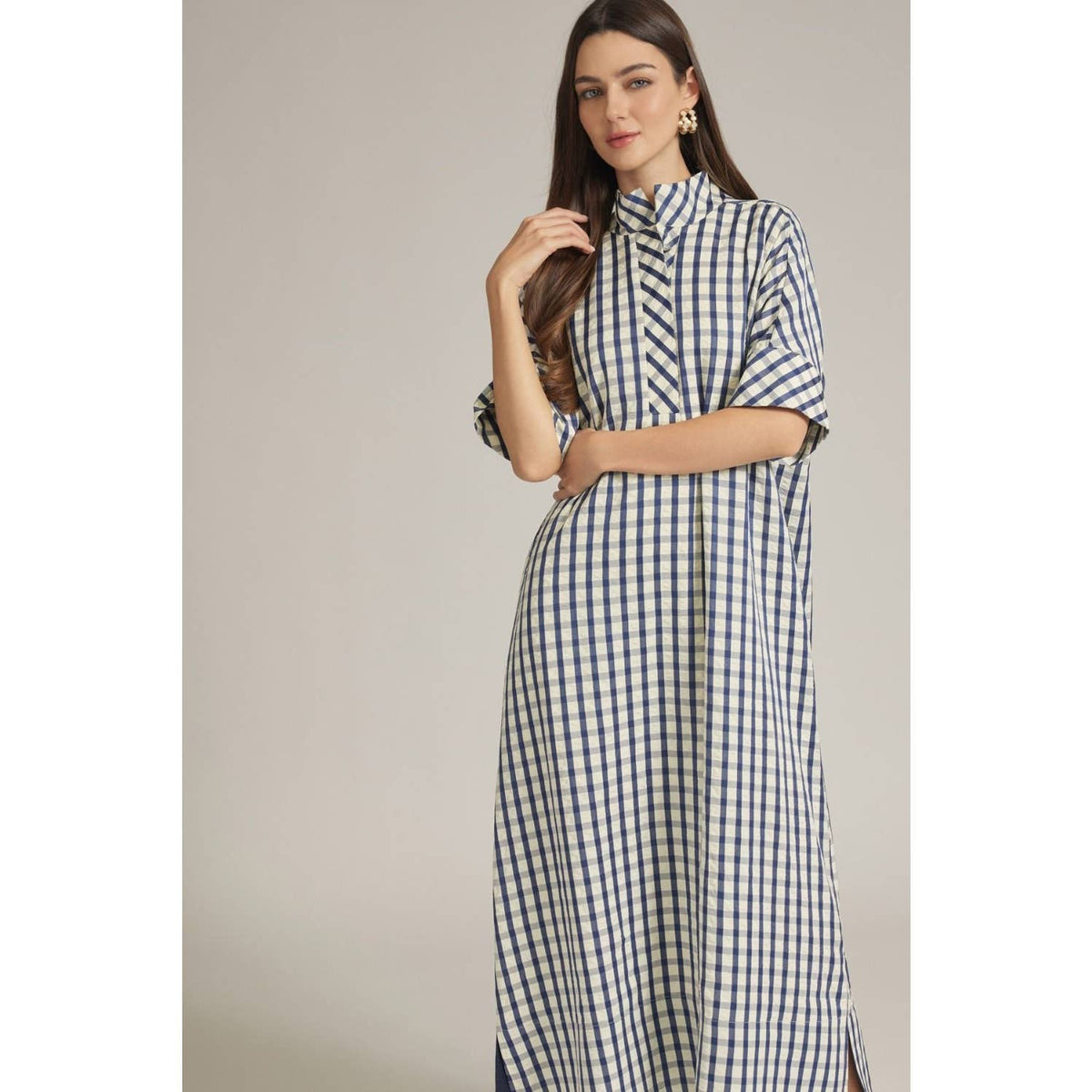 NEW Gingham short sleeve midi dress