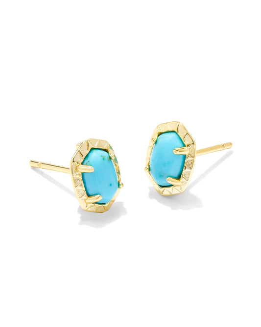 Daphne Stud Earrings | Gold & Variegated Turquoise Magnesite