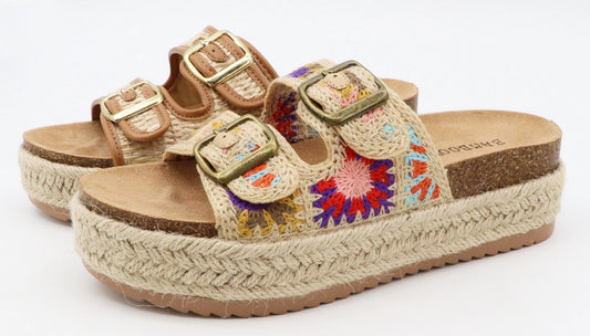 Women Bohemian Embroidered Platform Sandals