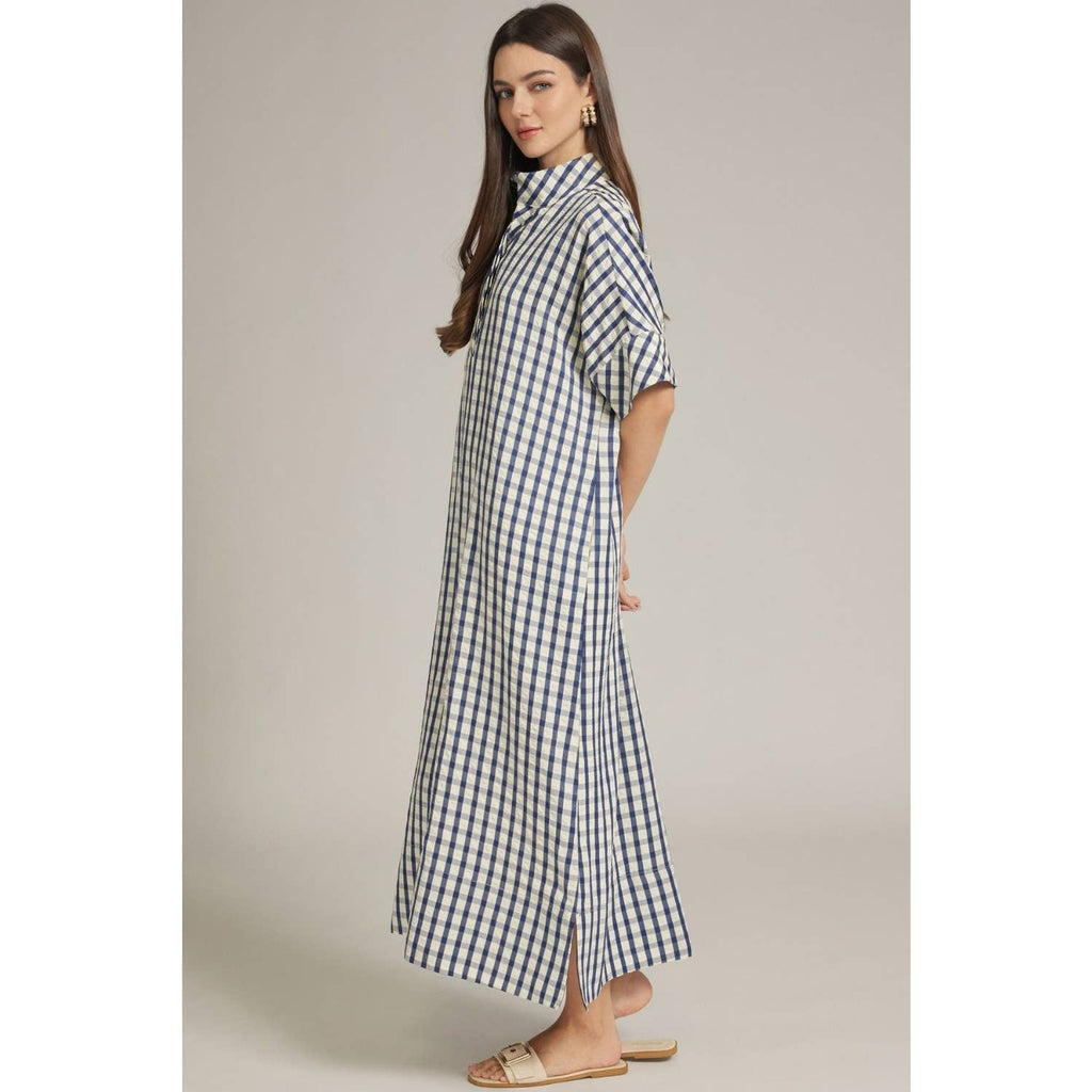 NEW Gingham short sleeve midi dress