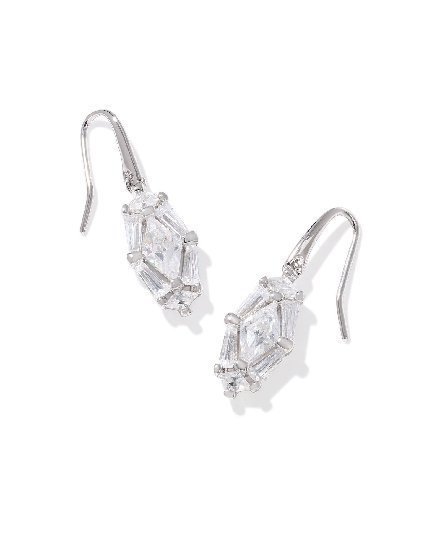 Lindy Rae Lee Drop Earrings | Silver & White Crystal