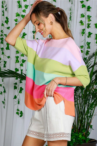 Pastel Color Block Knitted Top