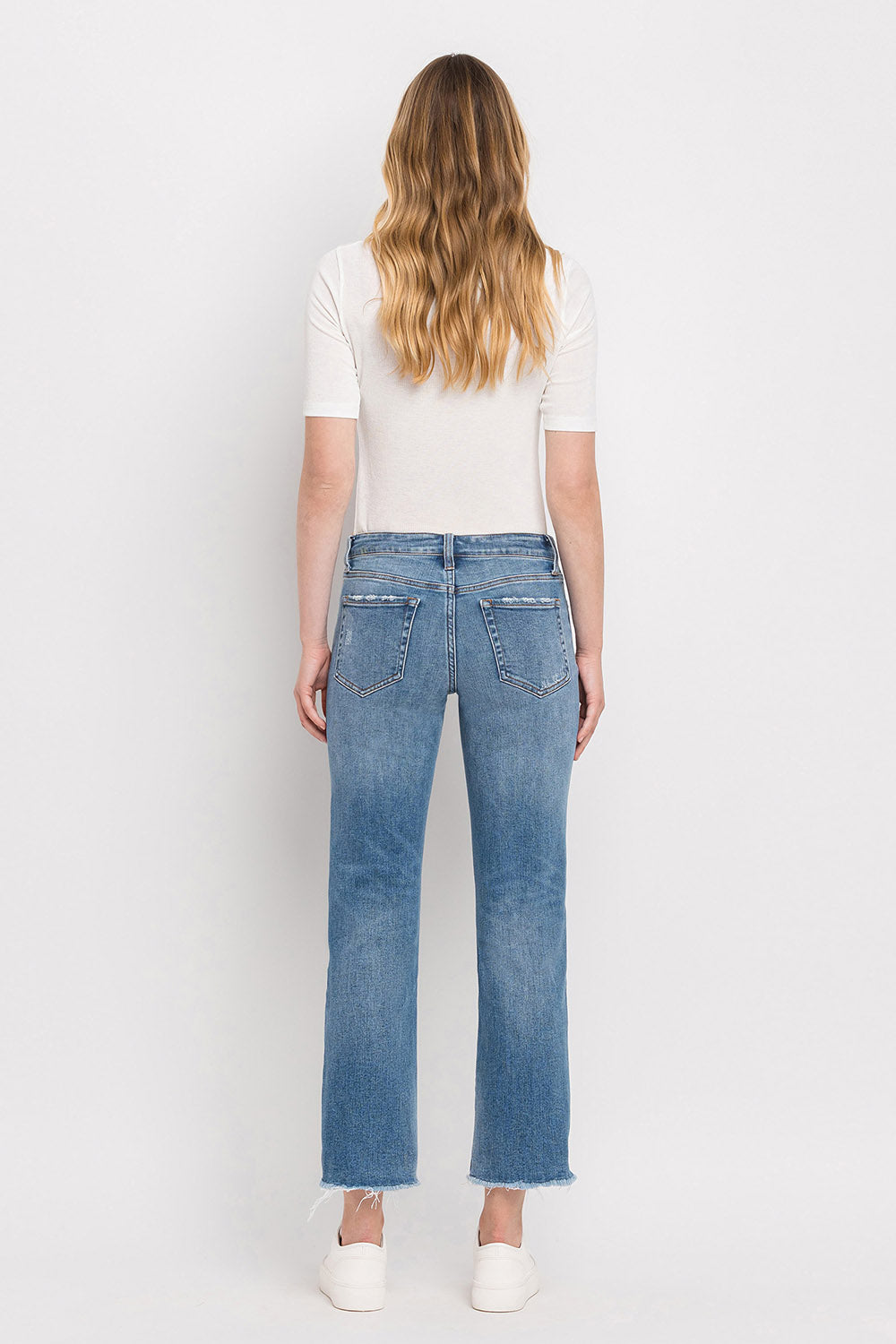 Mid Rise Crop Straight Jeans