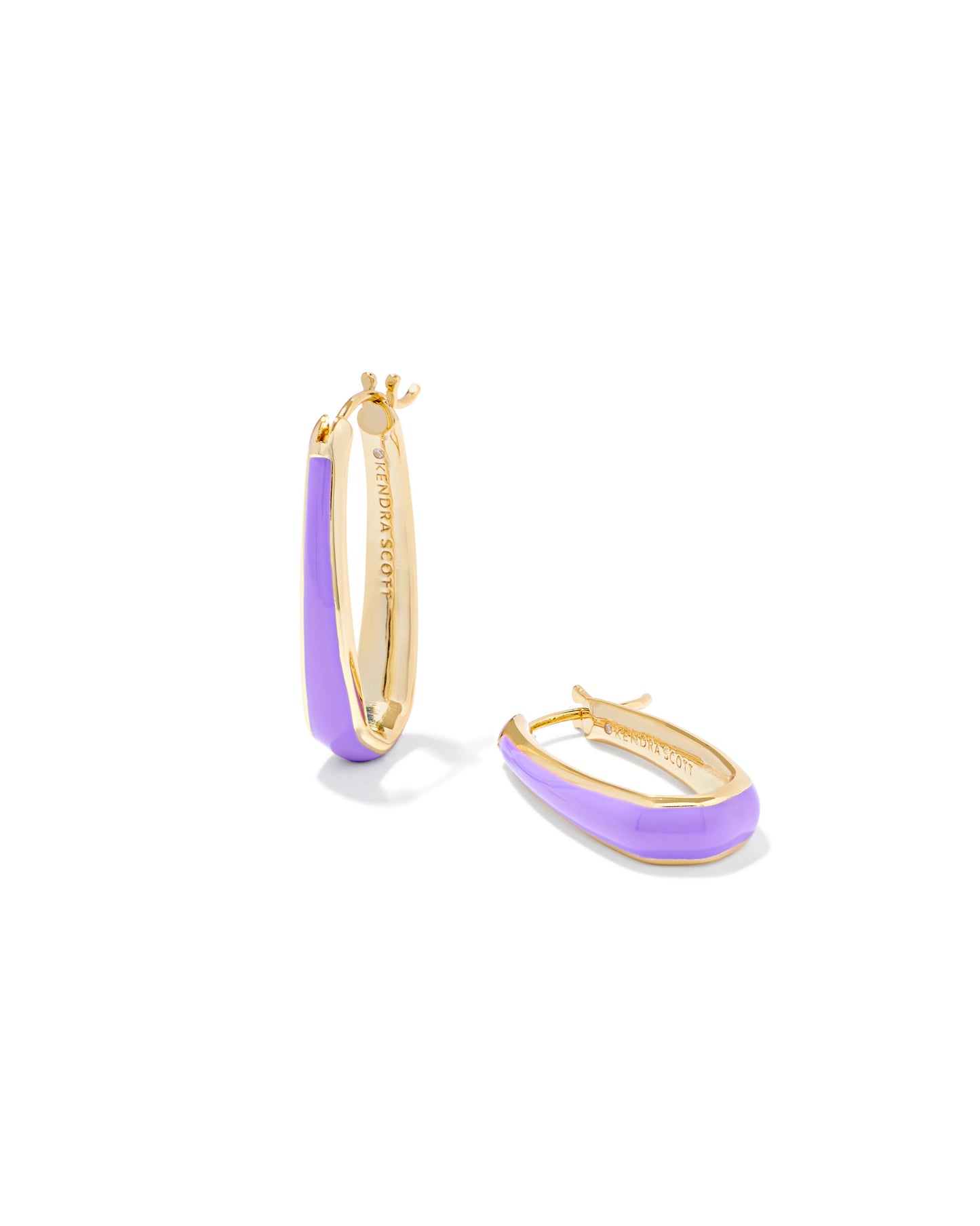 Kelsey Hoop Earrings | Gold & Purple Enamel