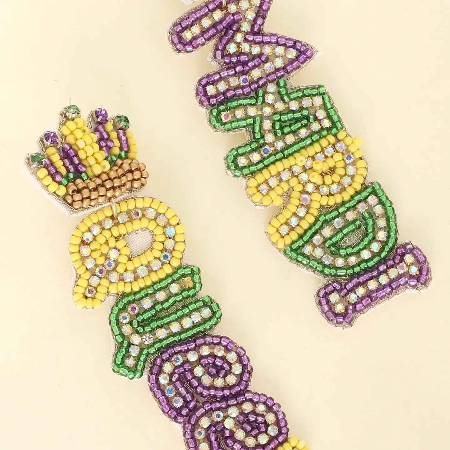 Mardi Queen Tricolor Beaded Earrings