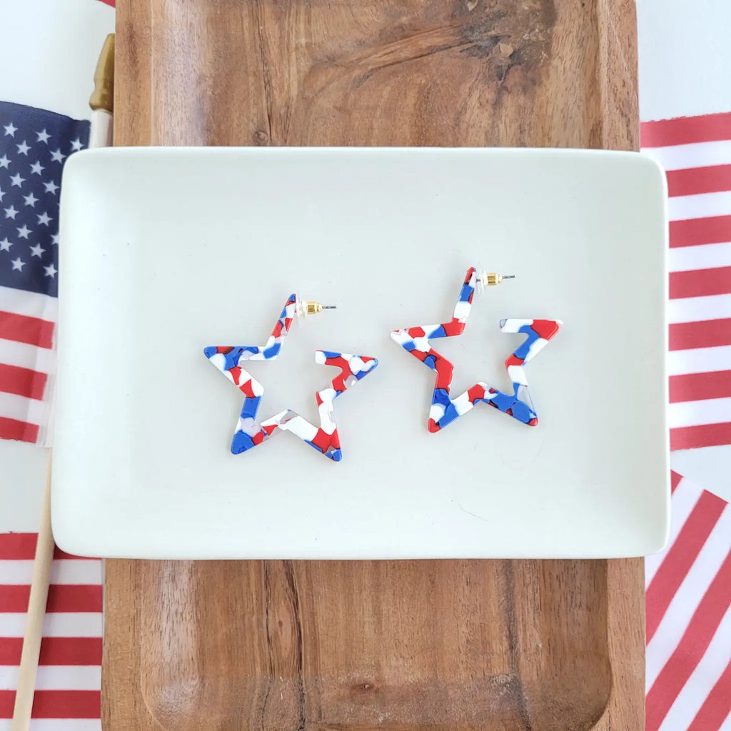 Star Hoops | Red, White & Blue