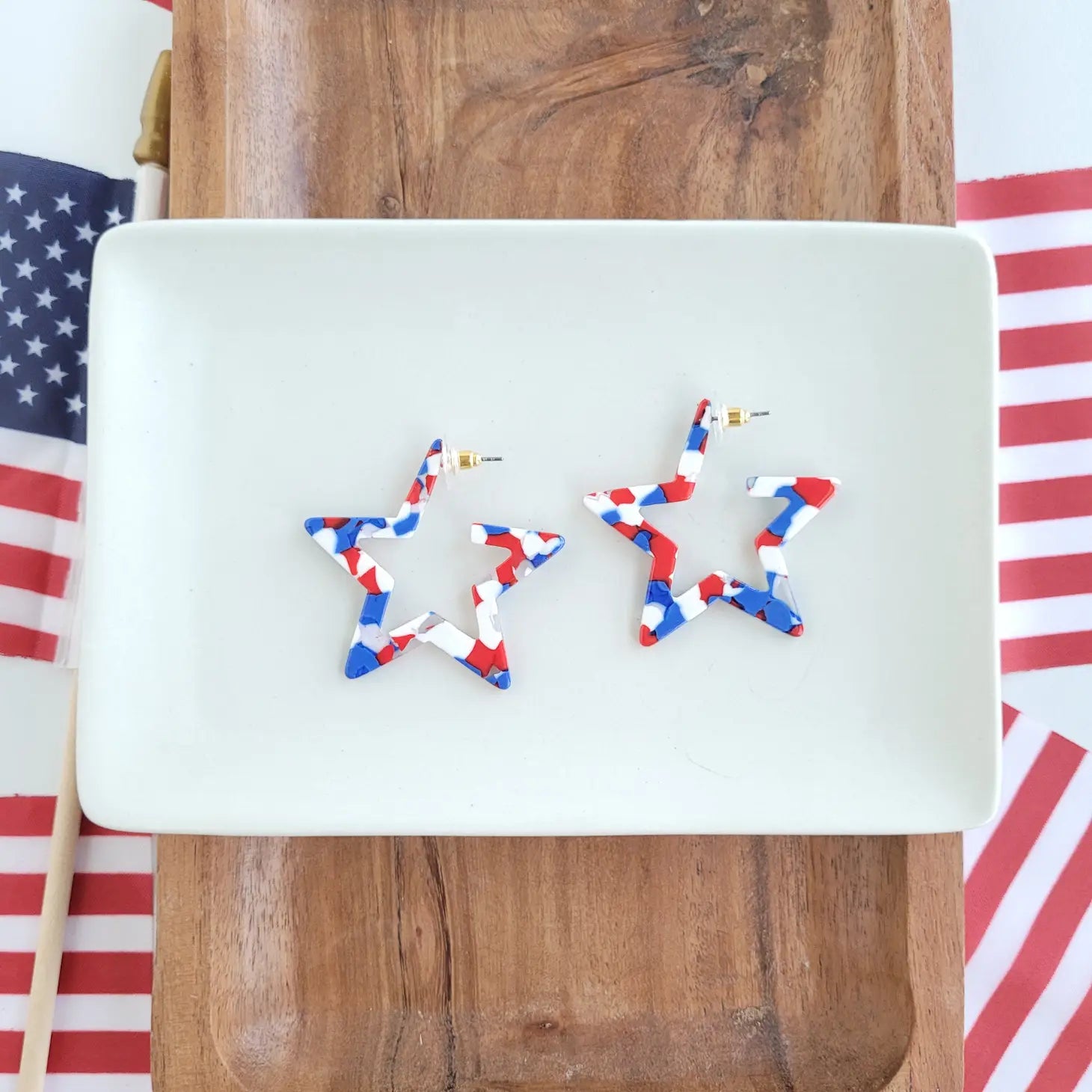 Star Hoops | Red, White & Blue