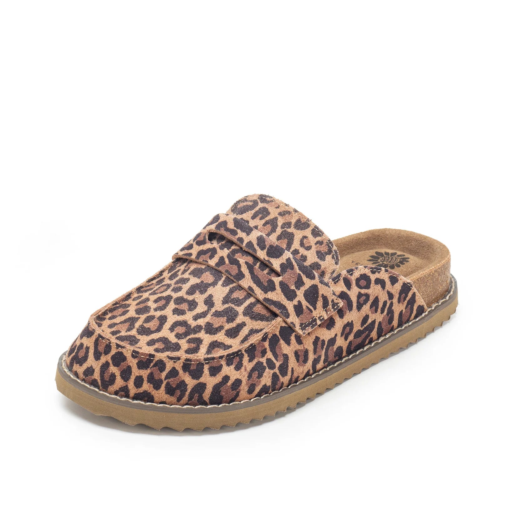 Mila Suede Loafer Mule Clog Leapard