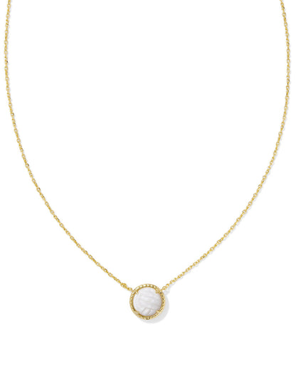 Volleyball Short Pendant Necklace | Gold & White Mother-of-Pearl