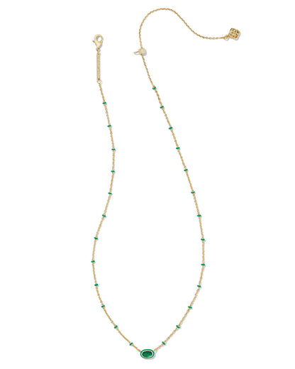 Mini Elisa Enamel Frame Short Pendant Necklace | Gold & Emerald Illusion