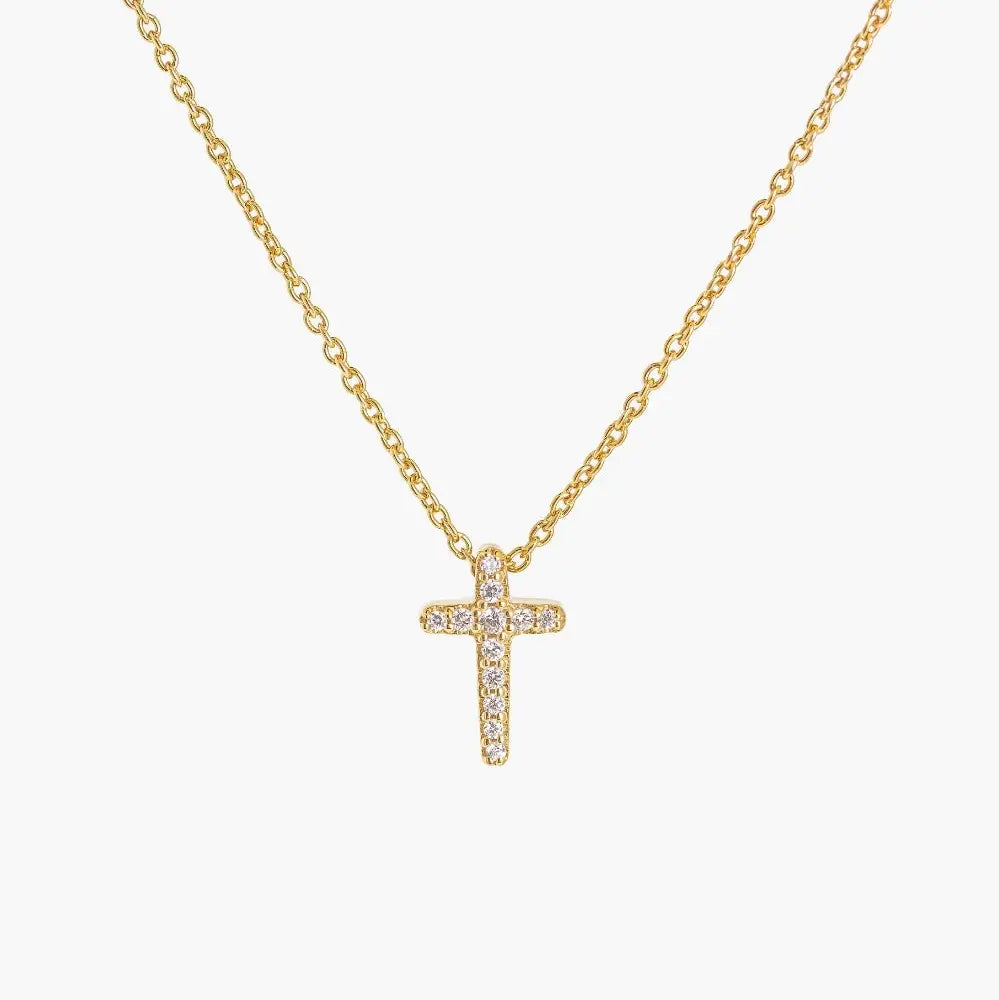 Dainty Luminous Cross Pavé Necklace
