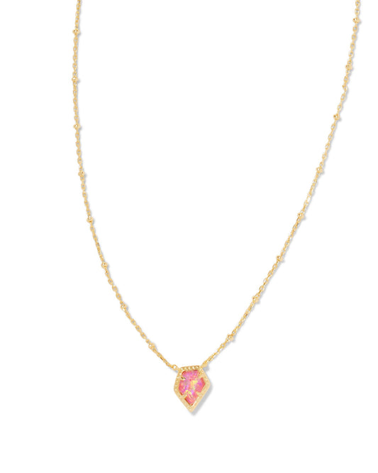 Framed Gold Tess Satellite Necklace | Gold & Luster Rose Pink Kyocera Opal