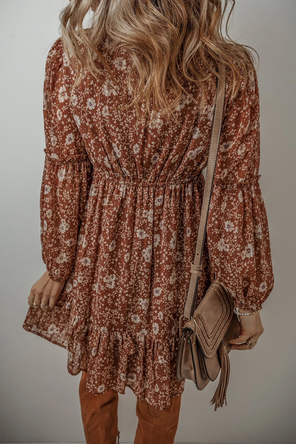 Boho Floral Ruffled Mini Dress