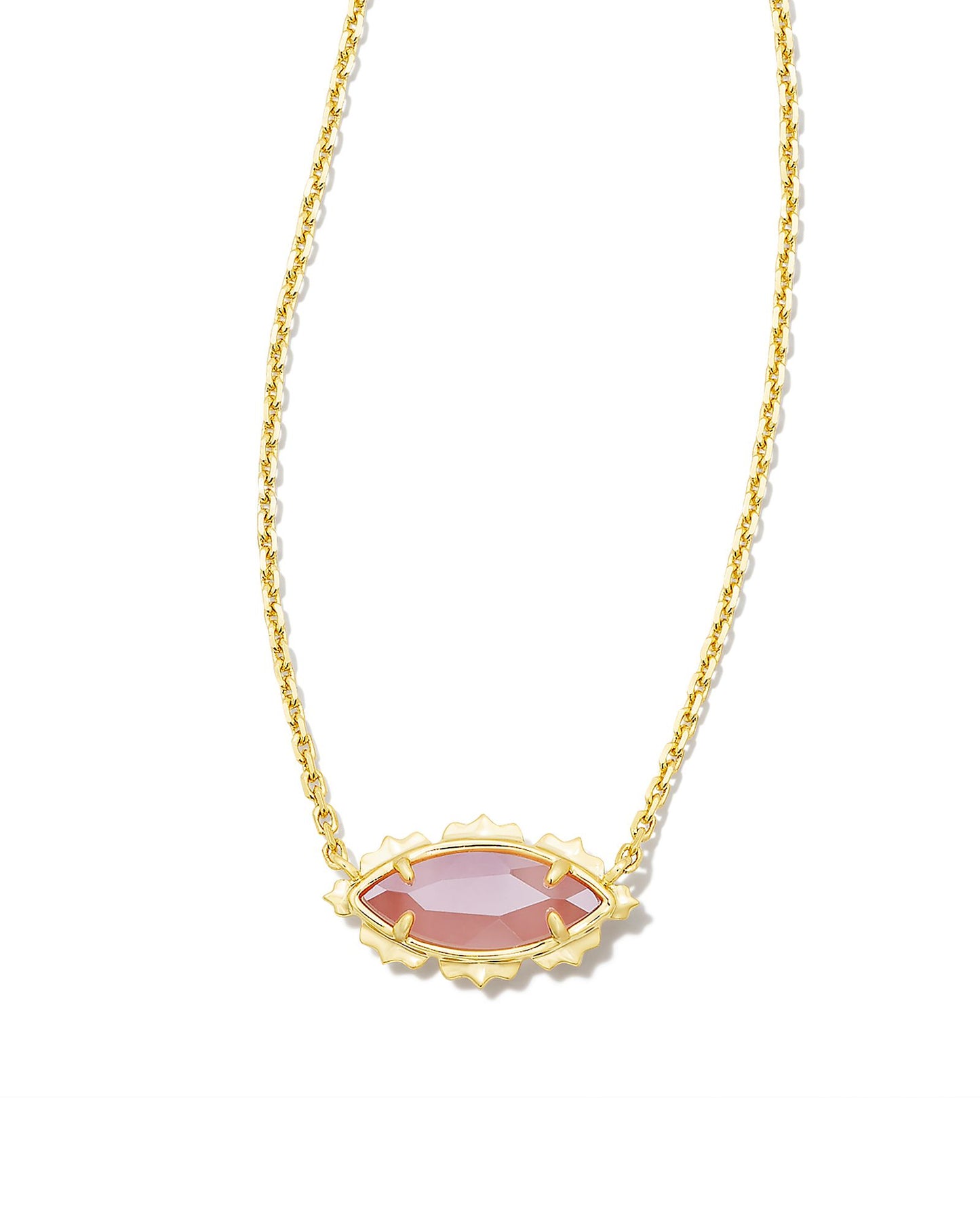 Genevieve Gold Short Necklace | Luster Plated Pink Cat's Eye