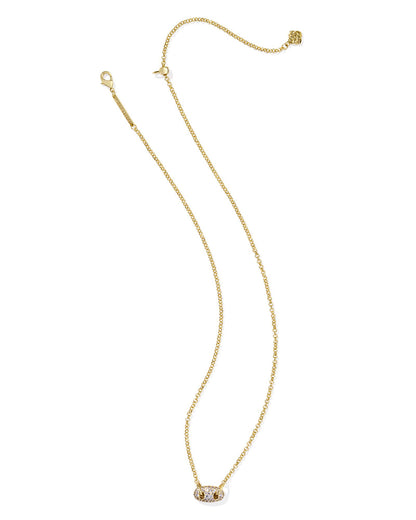 Bailey Gold Pave Short Pendant Necklace | White Crystal