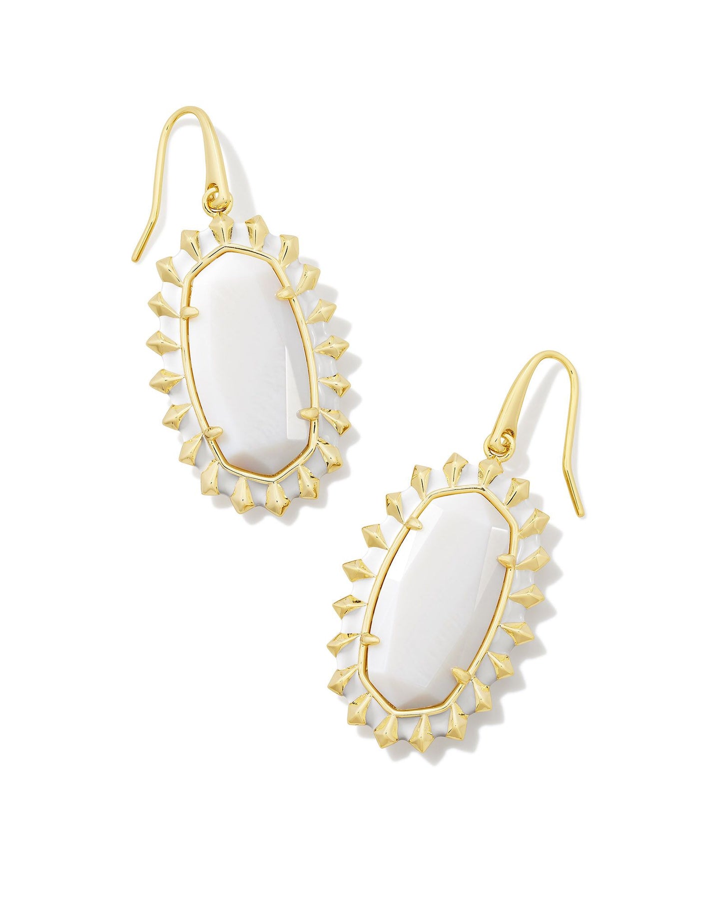 Dani Color Burst Frame Drop Earrings | Gold & White Mother of Pearl