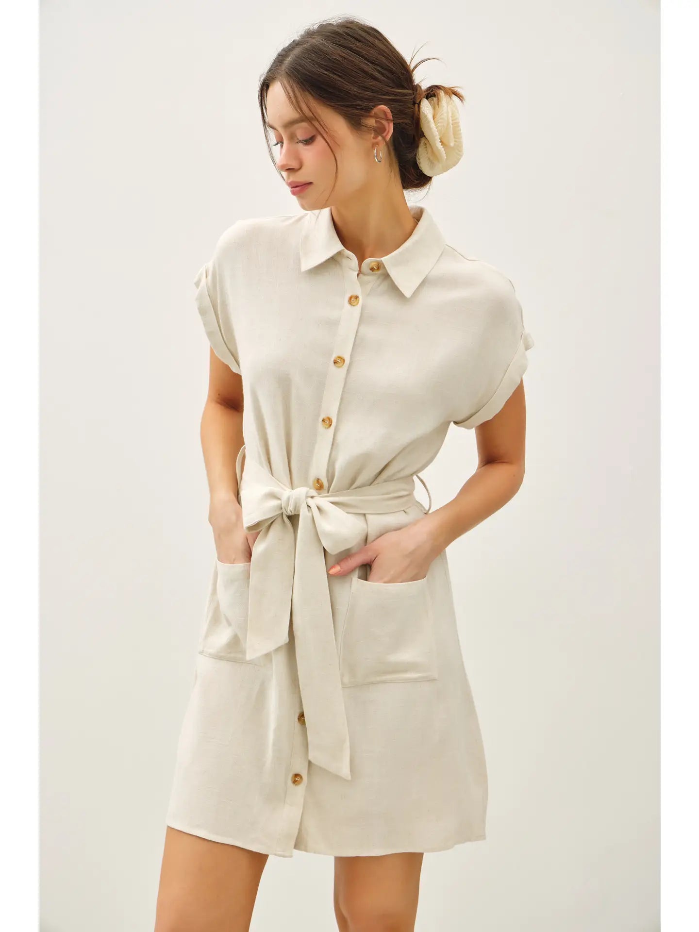 Button Up Short Sleeve Dress
