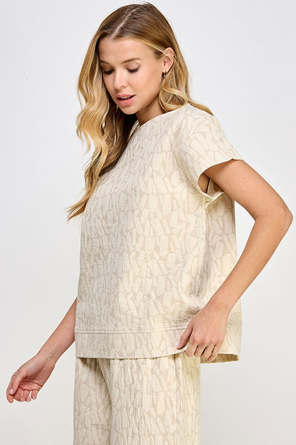 Jacquard Linen Lounge Top