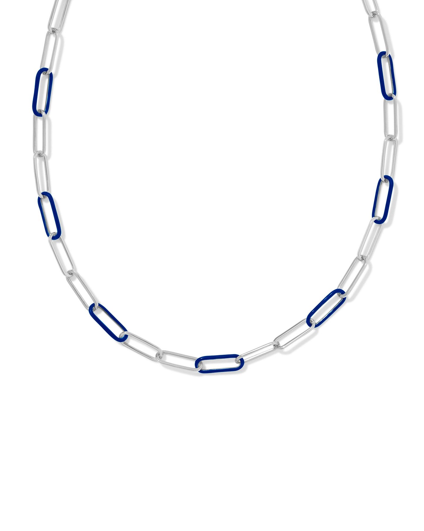 Ainsley Convertible Chain Necklace | Silver & Navy Enamel