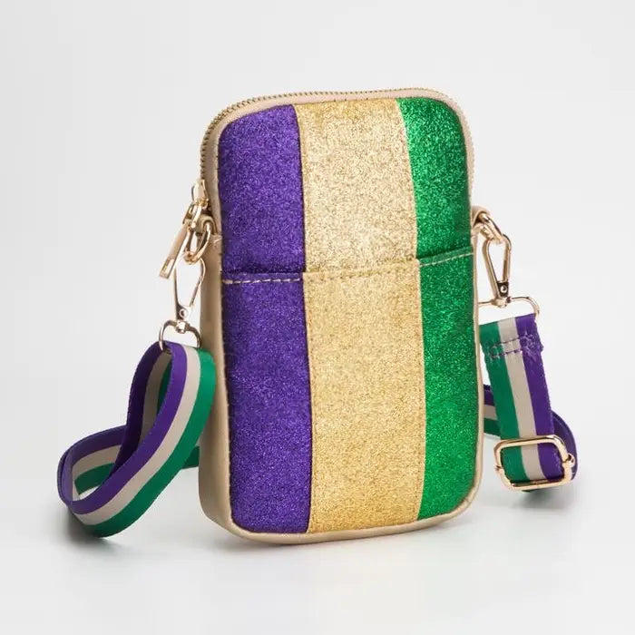 Mardi Gras Glitter Phone Bag
